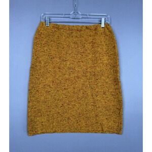 Vintage 80s Imperial 100% Yellow Wool Mini Pencil Skirt Womens 24 Preppy Tweed